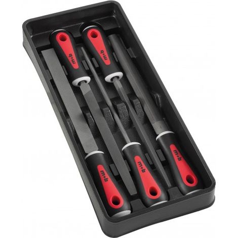 Mob Outillage – Module de 5 limes 200 mm – Lime plate, mi-douce, triangulaire, ronde – Pour finition précise sur bois dur et métal