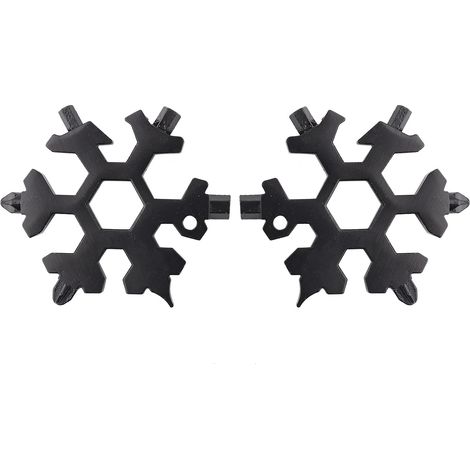 2 tournevis en forme de flocon, 19-en-1, embouts plats et cruciformes, clé multifonction noire (1/5)