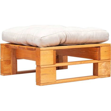 Canapé de jardin palette Canapé Repose-pied relax - et coussin sable Marron miel Bois BV111685 - BonneVie (1/5)