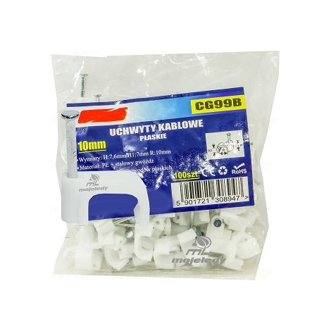 Supporto per cavi piatto bianco 10/7 100 pezzi CG99B (1/3)