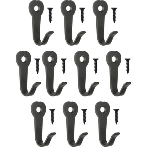 40 x 22 mm - Negro - Paquete de 10 ganchos de hierro clásicos - Ganchos de metal - Ganchos para cuadros - Estilo rústico vintage retro (1/4)