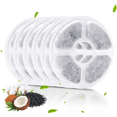Filtres pour fontaines à eau pour chat - 6 paquets de filtres de rechange pour fontaine pour animaux de compagnie pour distributeur automatique d'eau de fleur, fontaine à boire sans BPA (1/5)