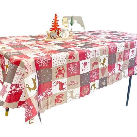 Tischdecke für Weihnachten - 180 x 150 cm - Rot - Rechteckig - Wasserabweisendes Synthetikgewebe