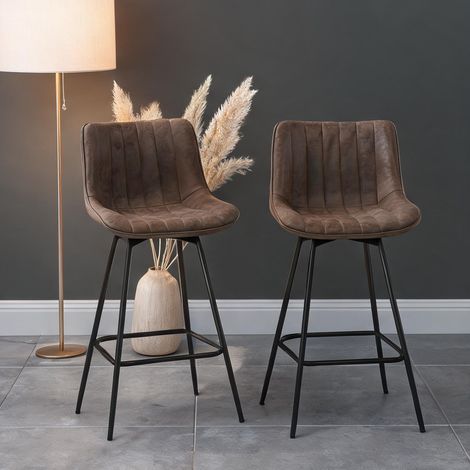 Tabouret de bar marron en PU 54,5 x 47 x 97,5 cm (1/5)