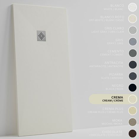 SOULBATH Receveur de Douche -Résine -Gel Coat -Texture Lisse/Pierre -Antidérapant -Couleur Crème - 120x100- Extra plat 3cm. Bonde de Vidage incluse - Standard (1/5)