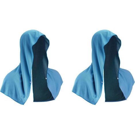 Lot de 2 serviettes rafraîchissantes à capuchepour la nuque et le visageidéales pour le saunale yogale camping et le sport (bleu). (1/5)