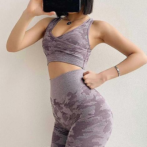 Nahtlose Sport-BHs für Damen, Yoga-Tops, mittlerer Halt, Racerback-Sporttops mit Polsterung (1/5)