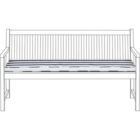 Coussin d'Assise pour Banc 160 cm de Jardin en Tissu Hydrofuge Anti-UV et Anti-Taches Bleu et Blanc Idéal pour Extérieur Moderne et Classique Beliani