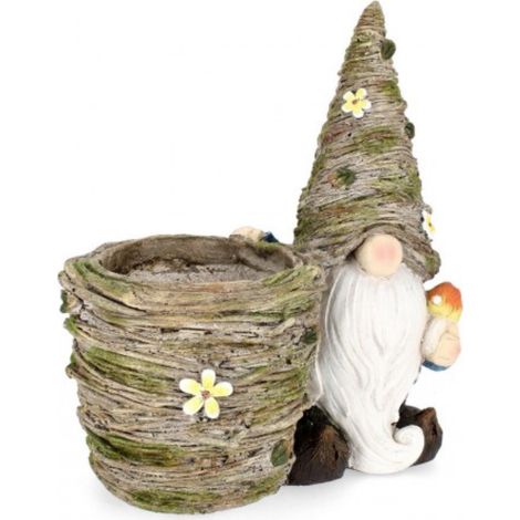 Gnomo Hansel con Vaso Tondo Colorato per uso interno ed esterno. -Rettangolare / 37x20x47.5h