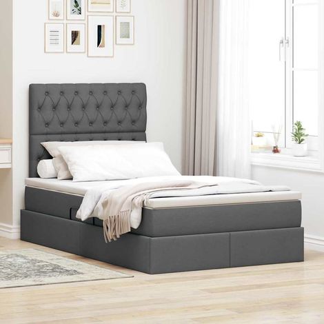 Bett mit Stauraum und LED Dunkelgrau 120 x 190 cm Polyester