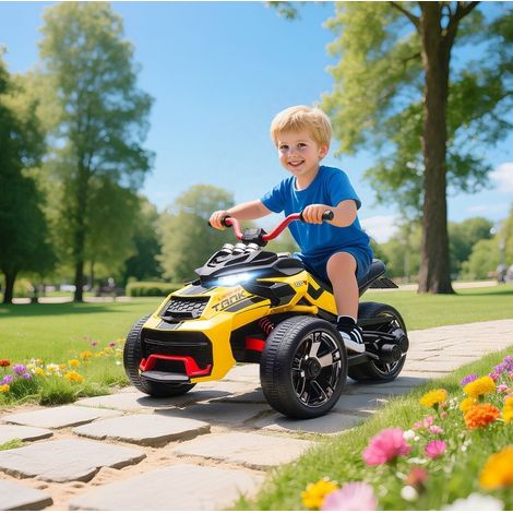 Quad elettrico per bambini 12V, 2 velocità, LED, MP3, giallo OKMYHOME (1/5)