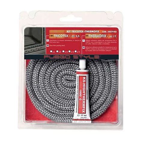 GUARNIZIONE TRECCIA + ADESIVO X STUFA FUEGO - MM 6 MT 2,5- 1 confezioni