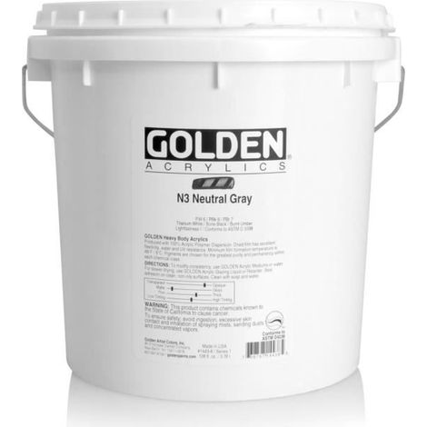 Peinture acrylique - GOLDEN - Gris Neutre n°3 S1 - 3,78 L - Mixte - Expédié de France