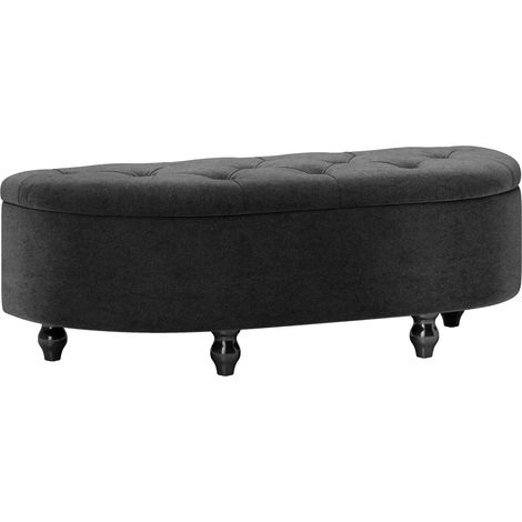 Banc de rangement en velours gris foncé avec assise rembourrée, 120x46x42 cm pour salon et chambre (1/5)