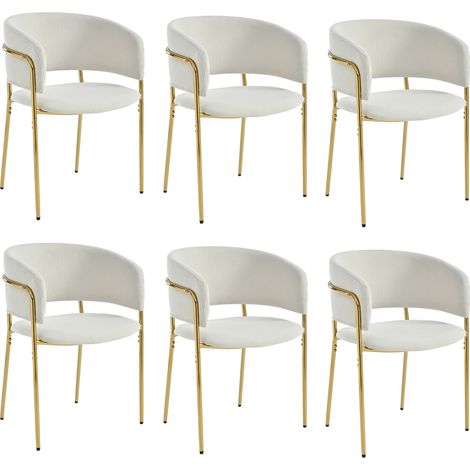 Sedia moderna beige in corduroy con gambe in metallo e piedini regolabili (1/5)