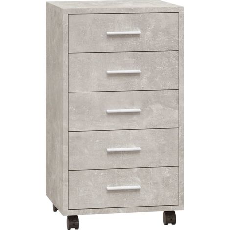 Commode Salon,Buffet,Armoire à tiroirs avec roulettes Gris béton Bois d'ingénierie -12697 (1/5)