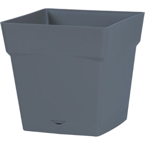 Pot de fleur Toscane avec soucoupe 17,4x17,4x17cm carré - 3,4L - Bleu Jean - EDA (1/2)