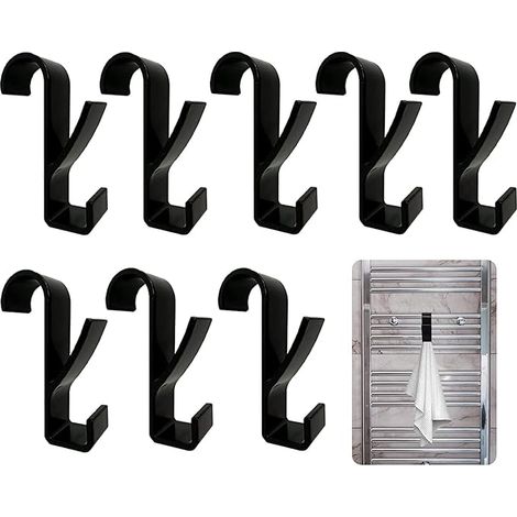 Crochet Radiateurs 8 Crochet Radiateur Rond Crochets Porte-Serviettes Radiateur Crochet Radiateur Plastique Convient Crochets Salle Bain Cuisine Noir (1/5)