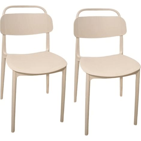 Kit 2 sedie polipropilene cucina cucina bar ristorante sedia interno esterno beige cue204