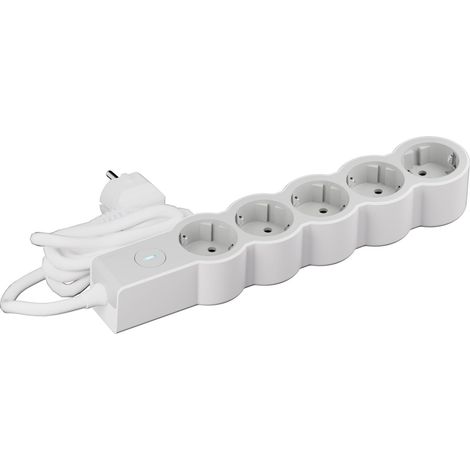 Bloc multiprise avec Interrupteur, avec 5 Prises 2P+T, câble 1,5 m, Blanc et Gris Clair 694422 (1/3)