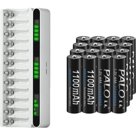 Batteries Rechargeables, Capacité de 3000mAh, Charge Rapide, 16AAA 1 Chargeur (1/2)