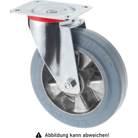 Rollcart Schwerlast Elastik-Lenkrolle Ø200x50mm in blaugrau mit 400kg Tragkraft und Guss-Felge