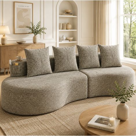 Divano in lino con portabevande e tasche OKMYHOME (1/5)