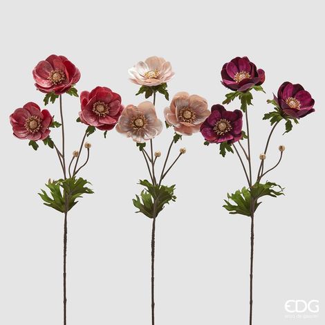 EDG Enzo De Gasperi Anemone Velluto Ramo con Foglie Ass. H 80 Cm Pink Mix 1 Pz (1/4)
