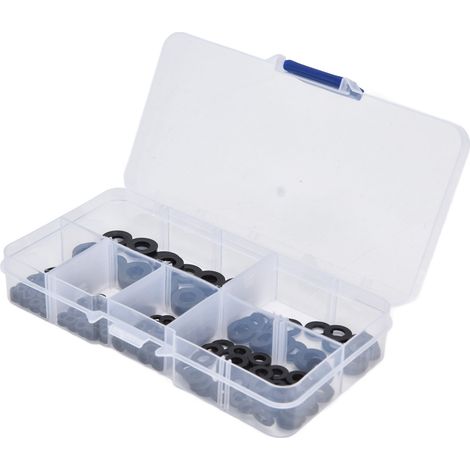 250 Stück Nylon-Unterlegscheiben, schwarze Flachscheiben-Sortiment, Dichtungs- und Abstandshalter für den Haushalt, M2–M6 (1/5)