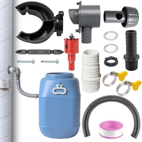 Récupérateur Eau De Pluie Collecteur, Collecteur Eau de Pluie pour Descente De Gouttière 70–110mm avec Accessoires De Montage, Connexion Cuve Eau De Pluie, Toitures Jusqu’à 80 m² (1/5)