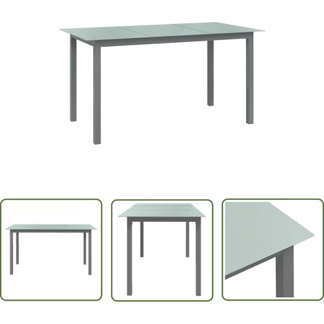 The Living Store Table de jardin Gris clair 150x90x74 cm Aluminium et verre - Table De Jardin - Table Extérieure - Mobilier De Jardin - Table Aluminium - Table Verre (1/5)