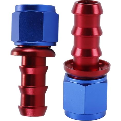1 Raccord mâle AN10, droit passage direct, verrouillage rotation, alliage aluminium, nylon, bleu rouge, système carburant
