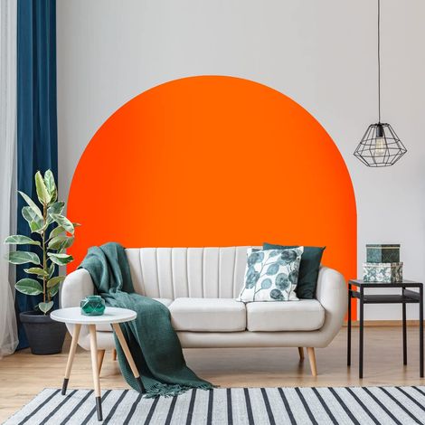 Autocollant Lit Tête de Lit Arche Stickers Muraux Papier Peint Demi Cercle pour Décoration Salon et Chambre L220 x H180 cm Orange (1/5)