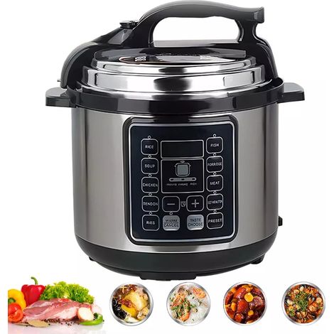 FLITI 6L 1050W 10-in-1 Multifunctional Electric Cooker: Rice Cooker, Slow Cooker, Stir-fry Pan, Black