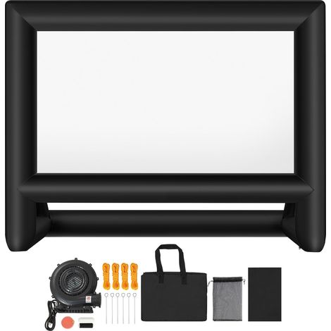 Écran de projection gonflable 20 pieds, toile lavable 600D avec sac de transport, format 16:9, installation rapide pour cinéma en plein air, jardin, soirée à thème et piscine (1/5)