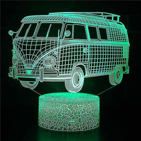 Lampe à illusion 3D, 7 couleurs à changement optique, lumière tactile, USB et télécommande, style Art Déco, pour une ambiance romantique (1/5)