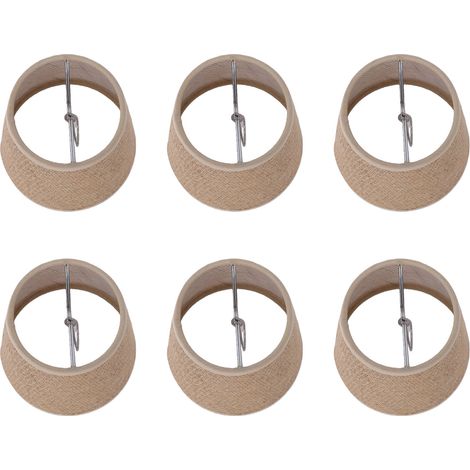 Ensemble de 6 abat-jour élégants pour lustre, douilles E14 en jute naturel, fixation par pince. (1/5)