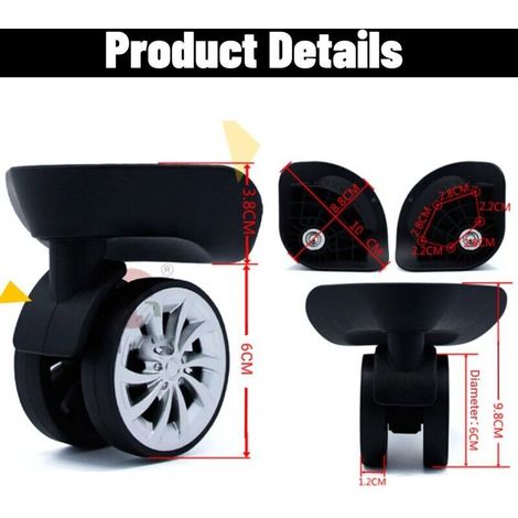 Roues de valise à bagages, Roue de Valise, Roue valise tourister, Roulette Valise Remplacement universelles, 2 roulettes pivotantes de diamètre 55 mm pour bagages, Bagage Valise Roues Pivotantes