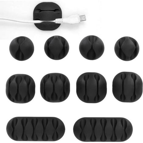 Organisateur de câbles - - QI112255 - 10pcs - Silicone - Adhésif (1/5)