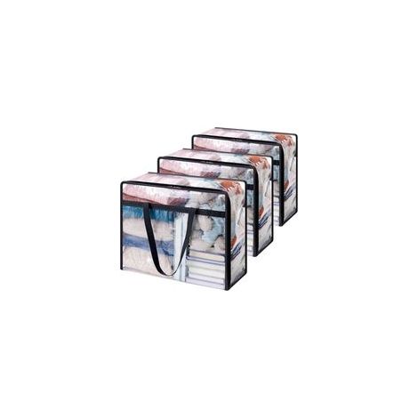 Juego de 3 bolsas de almacenamiento transparentes de 40 litros, bolsas de PVC para guardar ropa, cajas de almacenamiento para mudanzas para ropa, mantas, juguetes y libros.