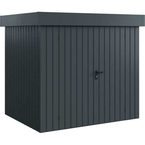 Hörmann Ecostar Metall-Gerätehaus "Euroline Trend" mit Flachdach EFD 4, anthrazitgrau, 214 x 166 cm, 2-flüglige Tür