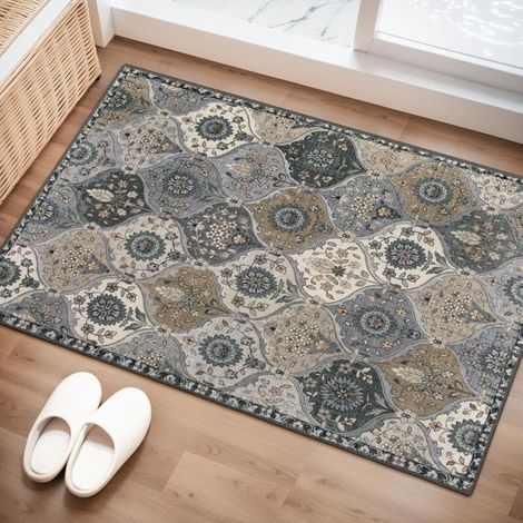 Tapis gris, 4060cm, une pièce, antidérapant, lavable, convient pour une utilisation dans les chambres, les cuisines et les salles de bains. (1/5)