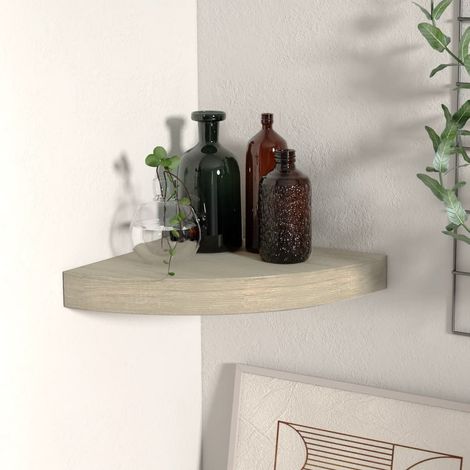 Étagère d'angle flottante-Étagère murale-Étagère Suspendue chêne 25x25x3,8 cm MDF 873095 (1/5)
