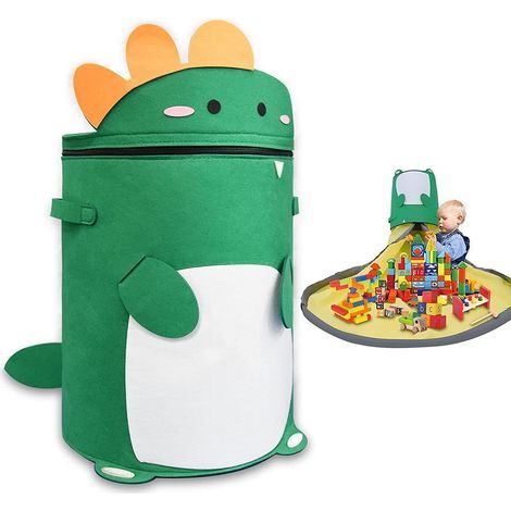 Sac de rangement pour jouets (vert) x1 Tapis de jeu Boîte de rangement pour jouets Tapis de rangement Lego Panier de rangement pour jouets Portable (1/5)