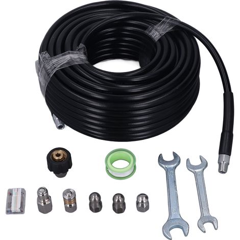 Nettoyeur Haute Pression Kit Hydrocurage 30m Flexible Évier 5800PSI Raccord 1/4 NPT avec 2 Clés (1/5)