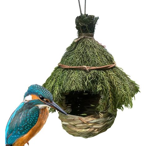 Nichoir d'extérieur en paille, nid d'oiseau pour le jardin, cage à moineaux, nichoir à canaris, branches pour oiseaux sauvages, lianes tressées à la main (1/5)
