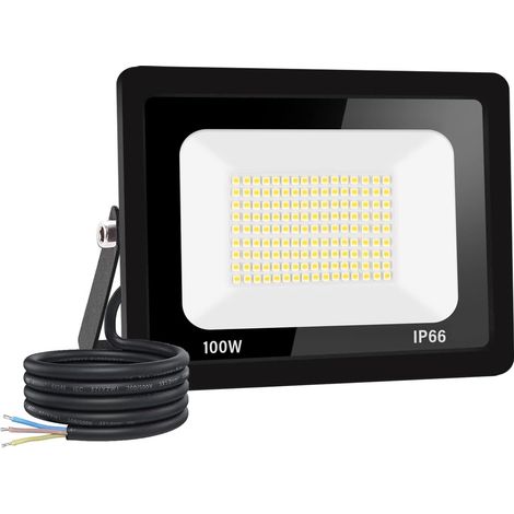 100W Projecteur LED Exterieur 10000LM IP66 Imperméable spot led exterieur Super Brillant Eclairage Extérieur Blanc Chaud(3000k) Sécurité spot led pour stades, usines, Parking, garage, jardin
