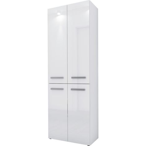 Meuble salle de bain, 174 x 30 x 60 cm, Blanc Mat / Blanc Brillant (1/5)