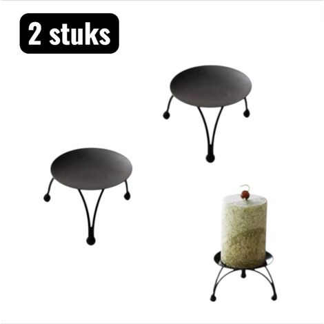 Lot de 2 bougeoirs ronds en métal pour bougies parfumées. Accessoire design pour table et rebord de fenêtre. Fer forgé à la main, noir. (1/5)