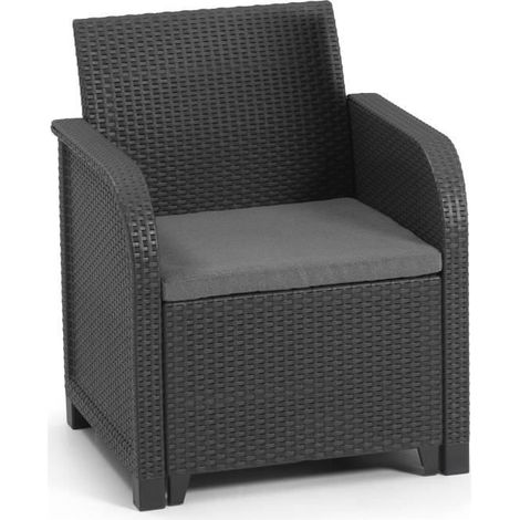 ALLIBERT by KETER - Fauteuil SanRemo - imitation rotin tresse - gris graphite (1/3)